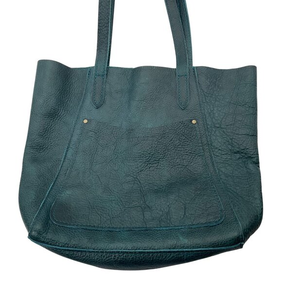 Portland Leather Goods Distressed Leather Teal Tote Bag Lagoon Juliette - Picture 2 of 16